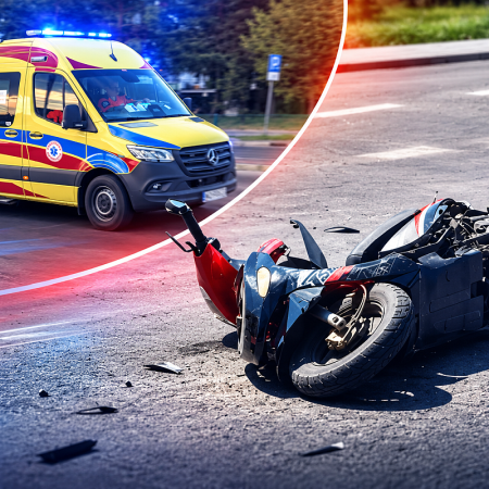 Groźny poranek w Goworowie. 72-letni motorowerzysta trafił do szpitala