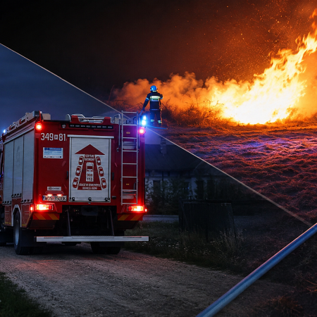 Pożar podczas żniw pod Ostrołęką. Strażacy nie dopuścili do tragedii