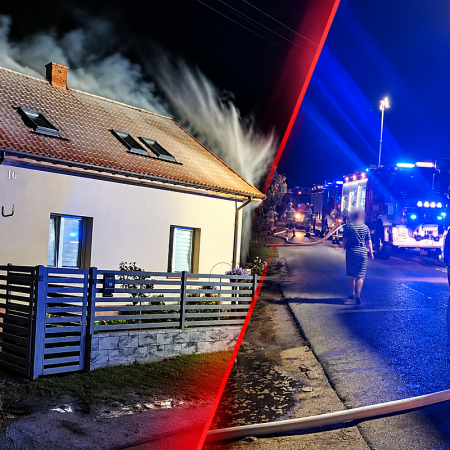 Dramat w środku nocy. Ogień strawił poddasze domu, mieszkańcy uciekli przez okna [ZDJĘCIA]