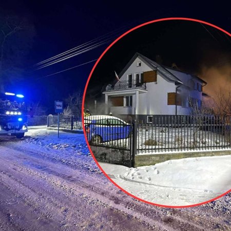 Nocny pożar w Żabinie. Domownicy zdążyli uciec przed żywiołem [ZDJĘCIA]