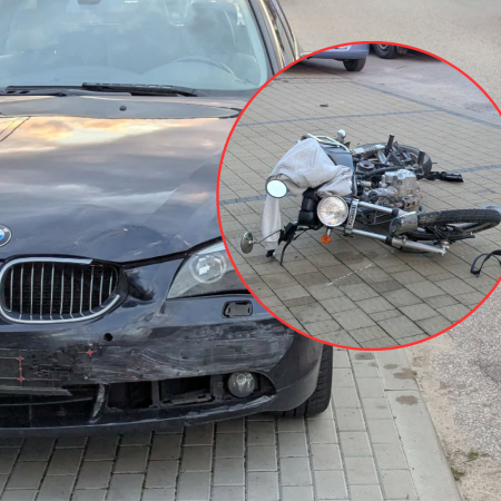 Motocykl i BMW zderzyły się w Czerwinie. Jest osoba poszkodowana [ZDJĘCIA]