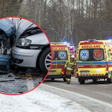 Sześć osób w rozbitych autach. Groźny wypadek na śliskiej drodze [FOTO]