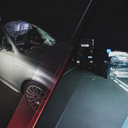 Potężne zderzenie Audi z dzikim zwierzęciem. Auto zostało poważnie rozbite, dwie osoby w szpitalu [ZDJĘCIA]