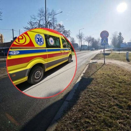 Oślepiło go słońce, nie zauważył pieszej. 39-latka zabrana do szpitala