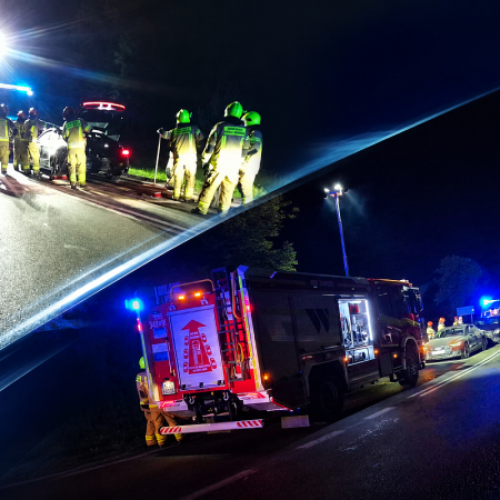 Służby ruszyły do akcji po godz. 23:00. Wypadek pod Ostrołęką [ZDJĘCIA]