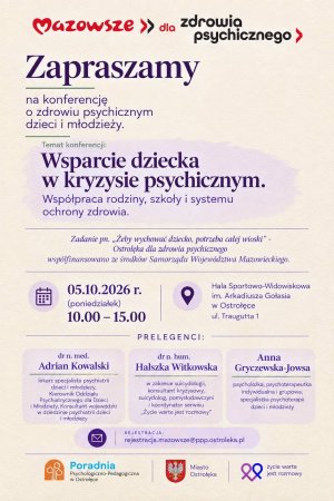 Zdrowie psychiczne najmłodszych. W Ostrołęce odbędzie się bezpłatna konferencja