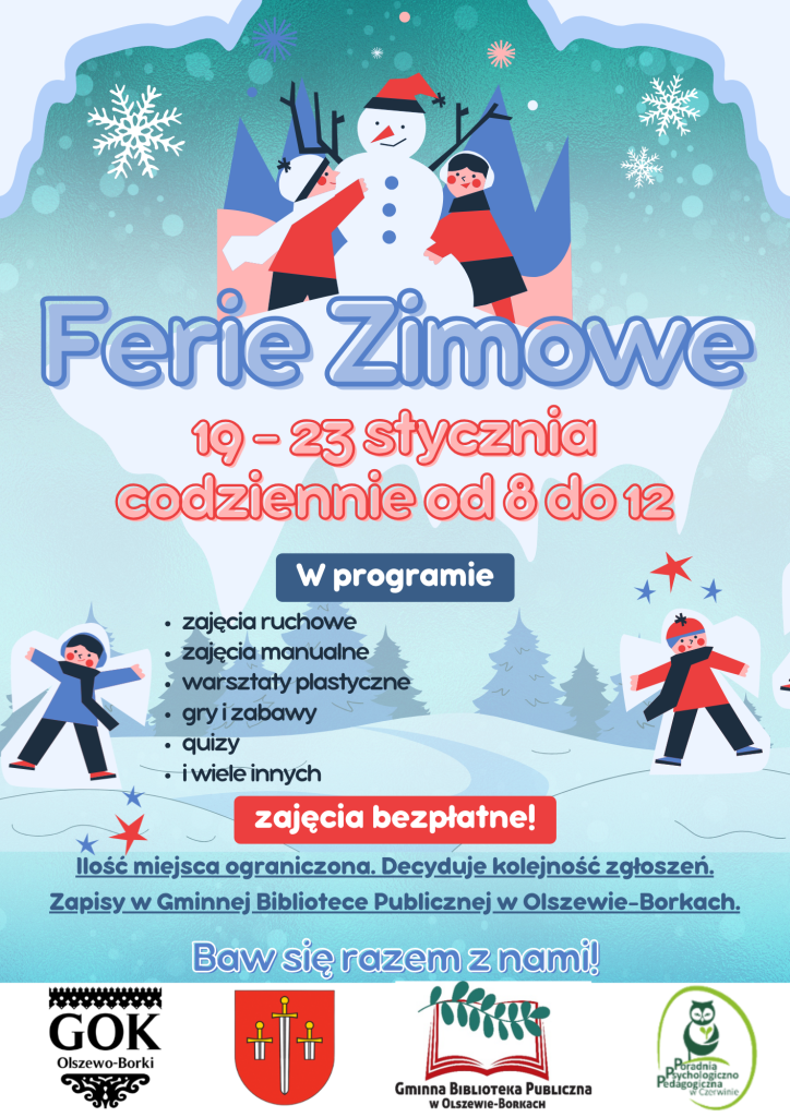Gmina Olszewo-Borki zaprasza na ferie! Ruszają zapisy na bezpłatne zajęcia dla dzieci