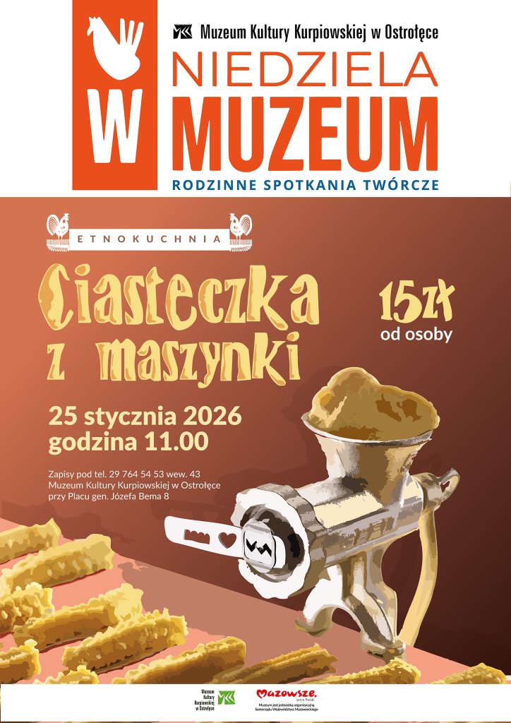 Rodzinna niedziela w Muzeum Kultury Kurpiowskiej. Warsztaty „Ciasteczka z maszynki”
