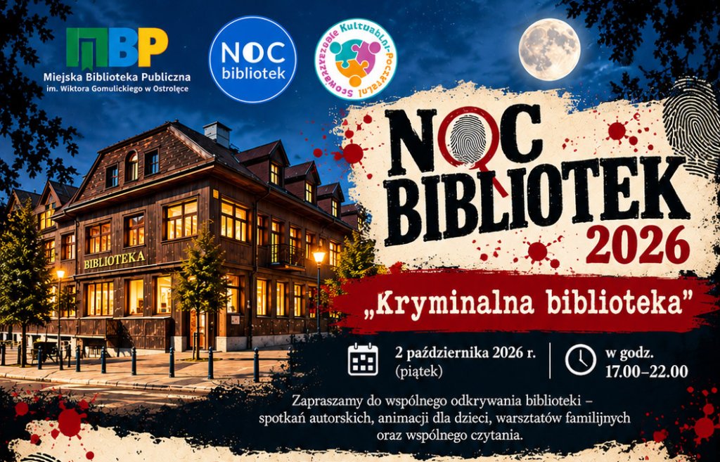 Tajemnice, śledztwa i warsztaty. Noc Bibliotek w Ostrołęce pod hasłem kryminału!