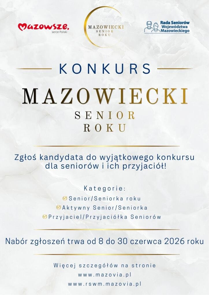 Kto zostanie Mazowieckim Seniorem Roku? Ruszył nabór zgłoszeń!