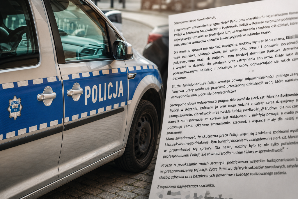 "Doceniam Państwa determinację" - taki list trafił na biurko komendanta