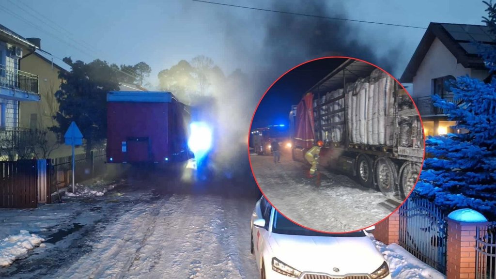 Mogło dojść do katastrofy. Szybka reakcja strażaków uratowała naczepę z węglem! [ZDJĘCIA]