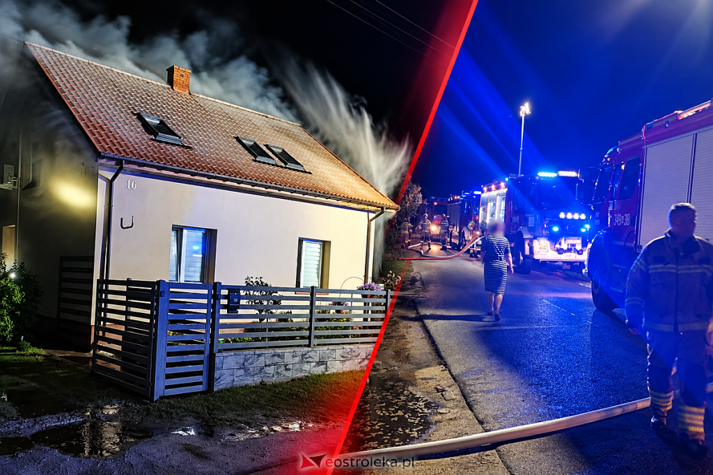 Dramat w środku nocy. Ogień strawił poddasze domu, mieszkańcy uciekli przez okna [ZDJĘCIA]