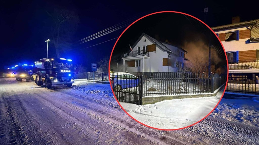 Nocny pożar w Żabinie. Domownicy zdążyli uciec przed żywiołem [ZDJĘCIA]