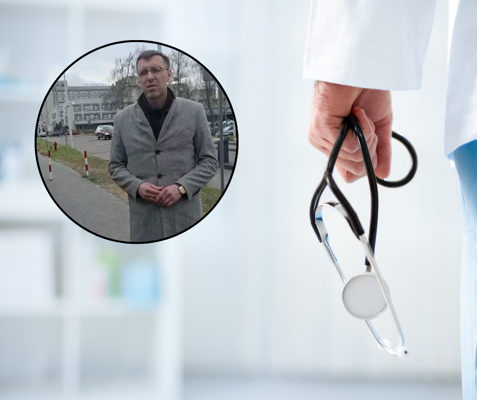 Poseł Grabowski bije na alarm przed szpitalem w Ostrołęce. "Pacjenci nie mogą czekać" [WIDEO]