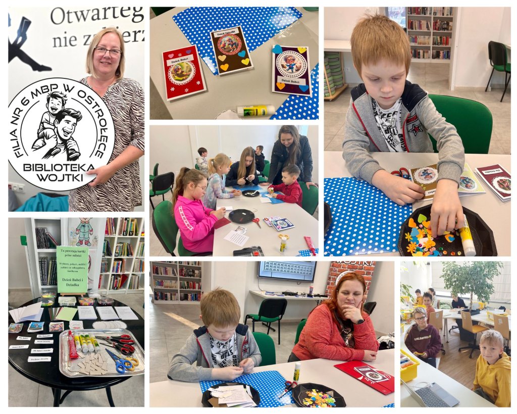 Warsztaty w Bibliotece Wojtki. Dzieci robiły kartki dla dziadków [ZDJĘCIA]