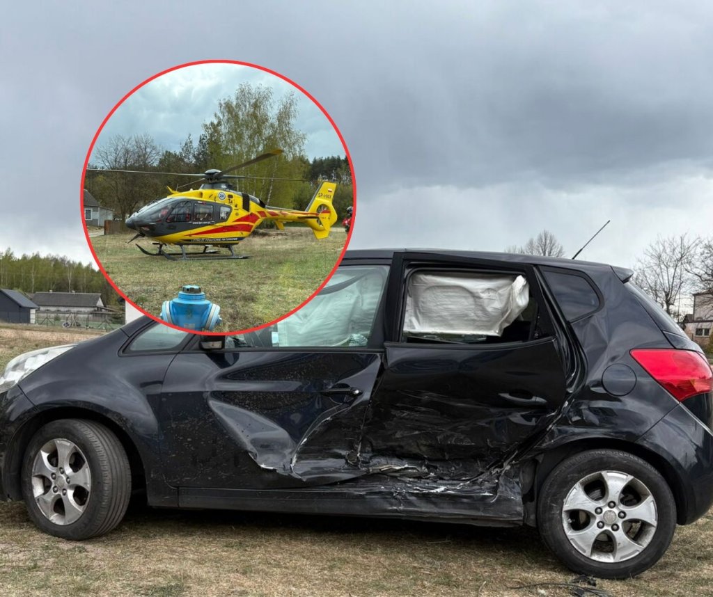 Śmigłowiec LPR w akcji, dwie osoby ranne. Finał brawury 20-letniego kierowcy! [ZDJĘCIA]