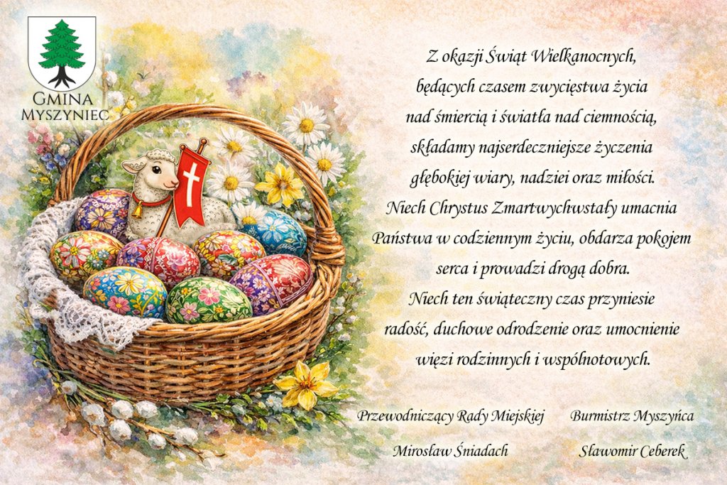 Życzenia Wielkanocne od władz miasta Myszyniec