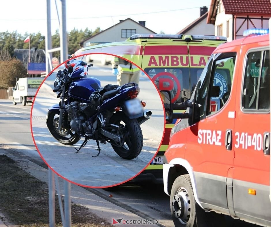 Motocyklista zderzył się z autem w Drężewie. Są utrudnienia [ZDJĘCIA]