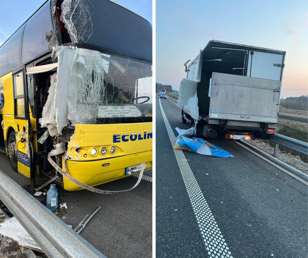 Autokar z pasażerami uderzył w busa. Są ranni! [ZDJĘCIA]