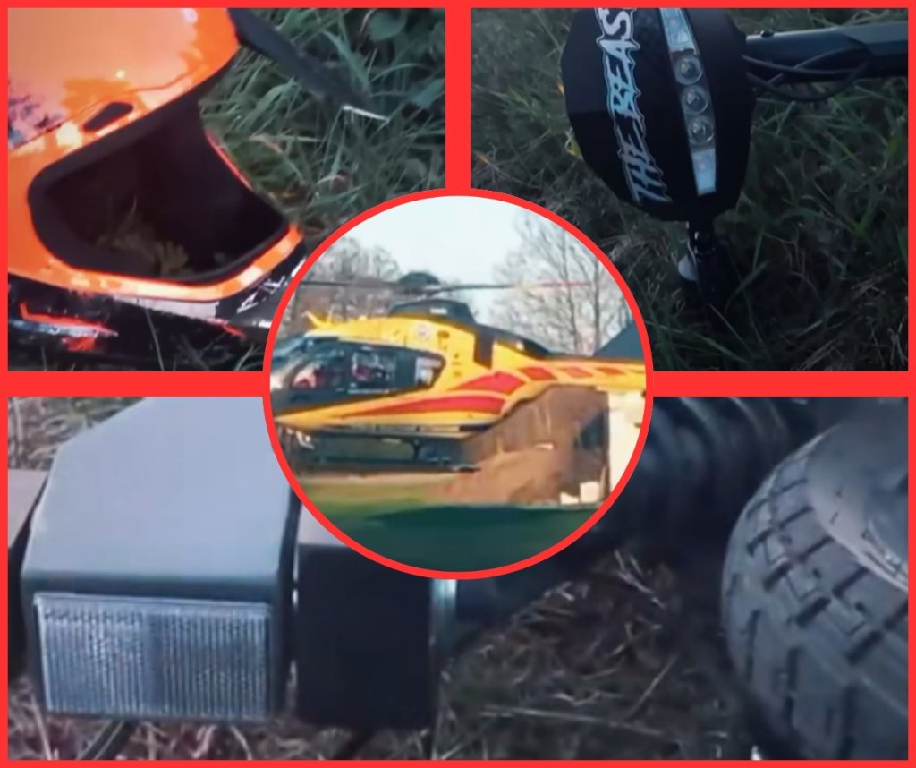 Dramatyczny finał przejażdżki elektryczną hulajnogą. W akcji śmigłowiec LPR! [WIDEO]