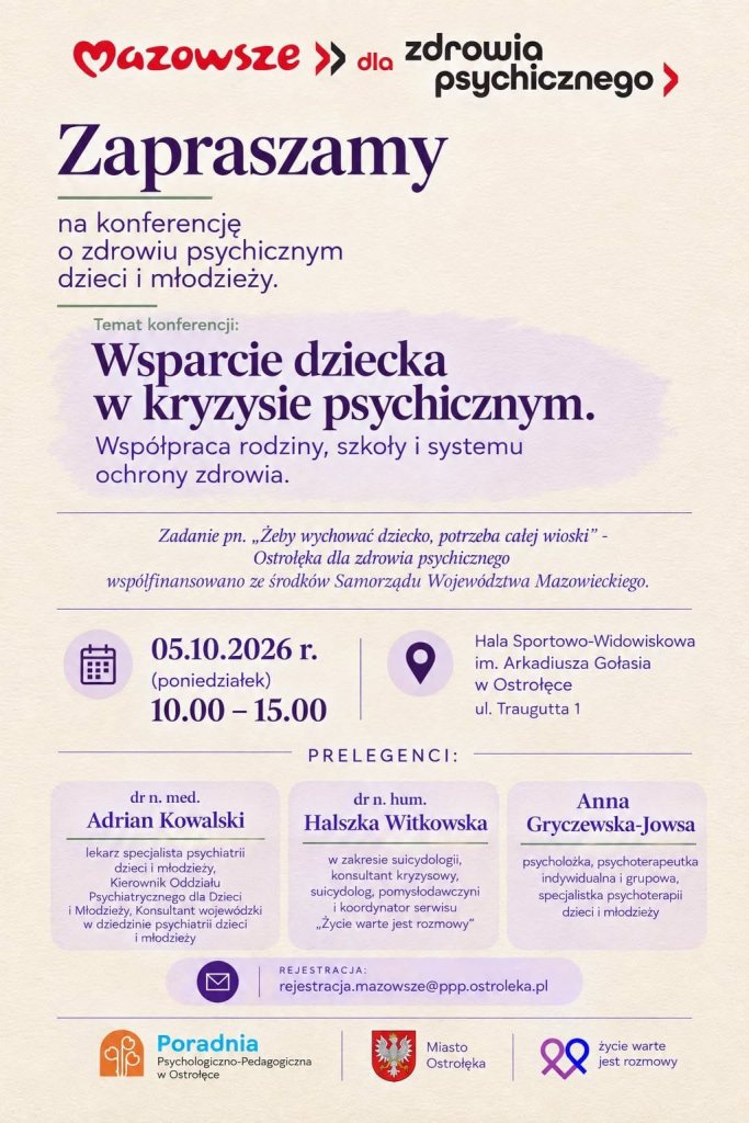 Zdrowie psychiczne najmłodszych. W Ostrołęce odbędzie się bezpłatna konferencja