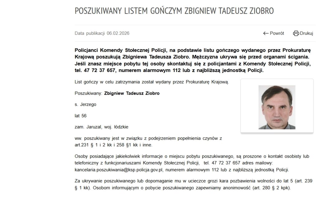 List gończy za Zbigniewem Ziobro! Były minister sprawiedliwości poszukiwany