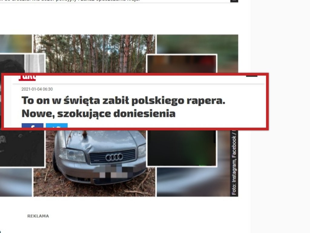 screen z fakt.pl - zdjęcie niewinnego mężczyzny widniało w oknie po prawej stronie