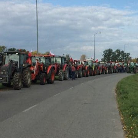 Ogólnopolski protest rolników. 80 ciągników przejechało z&nbsp;&nbsp;Przasnysza do Ciechanowa [ZDJĘCIA]