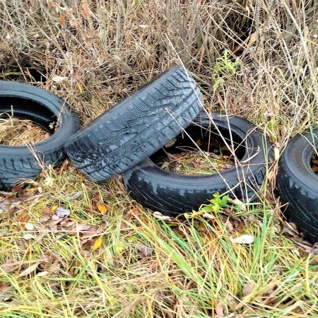 Znów to samo! Opony i elementy karoserii ktoś wyrzucił do przydrożnego rowu