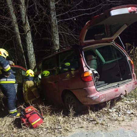 Wypadek w Troszynie. Van wypadł z drogi i uderzył w drzewo [ZDJĘCIA]