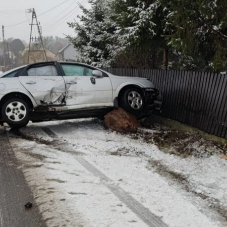 Bez prawa jazdy i z promilami. Pijany kierowca wjechał w ogrodzenie w Ziomku [ZDJĘCIA]