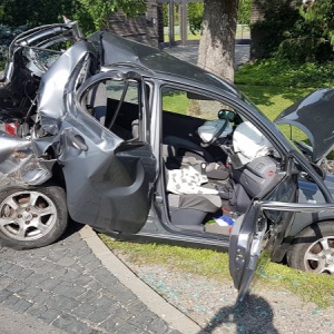 Wypadek na DK 61. Zderzenie czterech aut - jedna osoba ranna