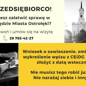 Ważny komunikat dla ostrołęckich przedsiębiorców!