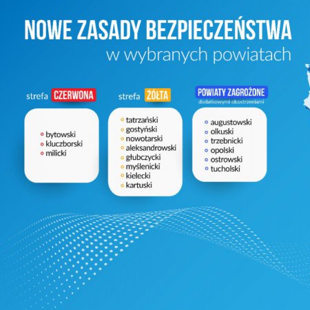 Koronawirus: Powiaty województwa mazowieckiego bez strefy czerwonej i żółtej