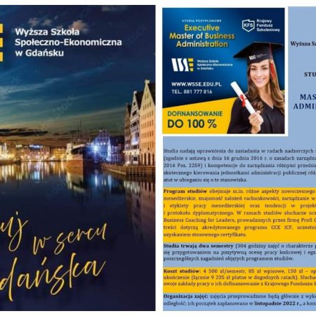 Prestiżowe studia Executive MBA z WSSE Gdańsk. Start w listopadzie, trwają ZAPISY
