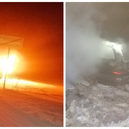 Nocny pożar mercedesa. "Kierowca zbiegł"